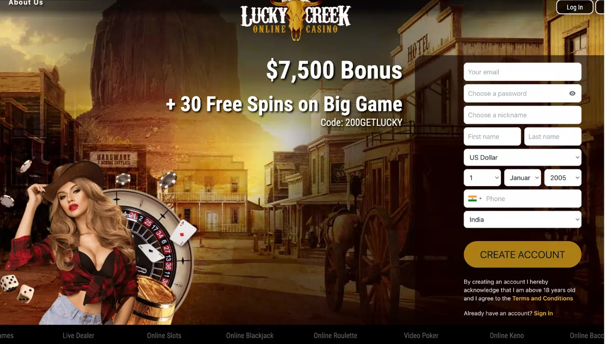 Lucky Creek No Deposit Bonus Casino